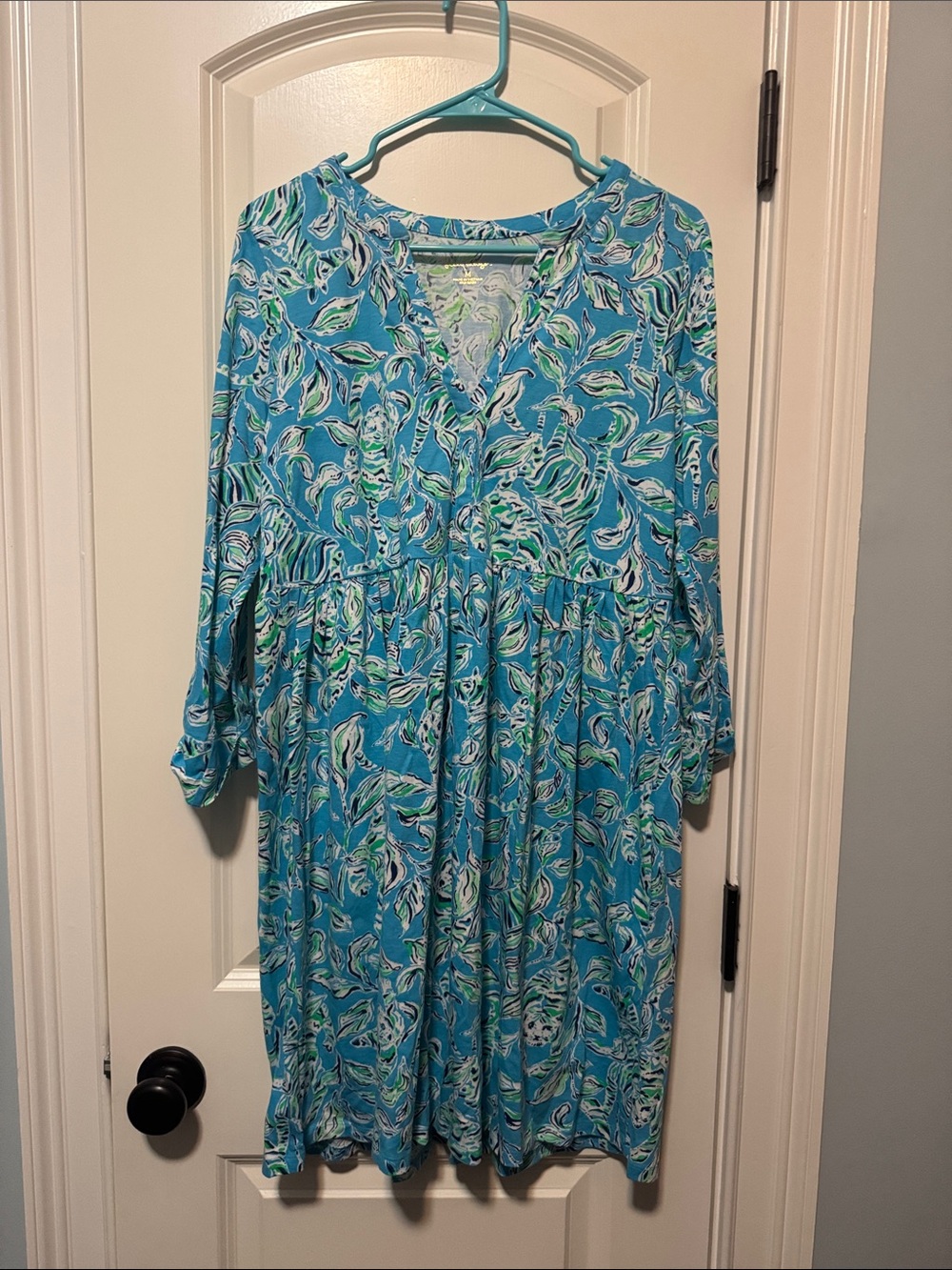 Lilly Pulitzer Turquoise Blue Floral Print Dress